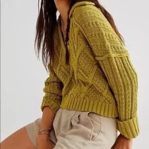 Free People Traveler Cable Pullover Sweater Medium NWOT